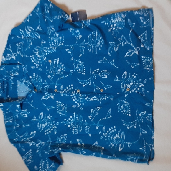 LUCKY BRAND BLUE AND WHITE BUTTON DOWN FRONT SHIRT, XL - Picture 3 of 10